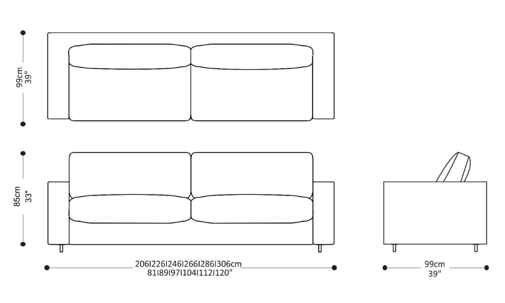 Image of the main dimensions of the product
